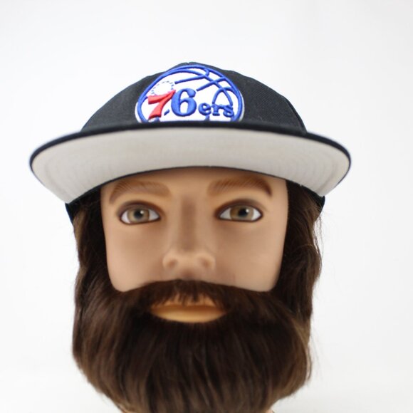 Philadelphia 76ers Hat Adult Snapback Black Mitchell & Ness NBA Adjustable Cap - Picture 3 of 11